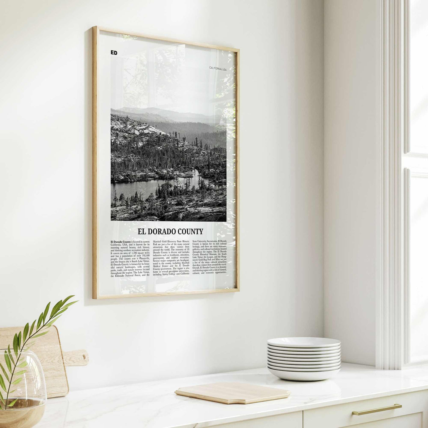 El Dorado County Print Black and White, El Dorado County Wall Art, El Dorado Poster, El Dorado Photo, El Dorado Wall Décor, El Dorado Map