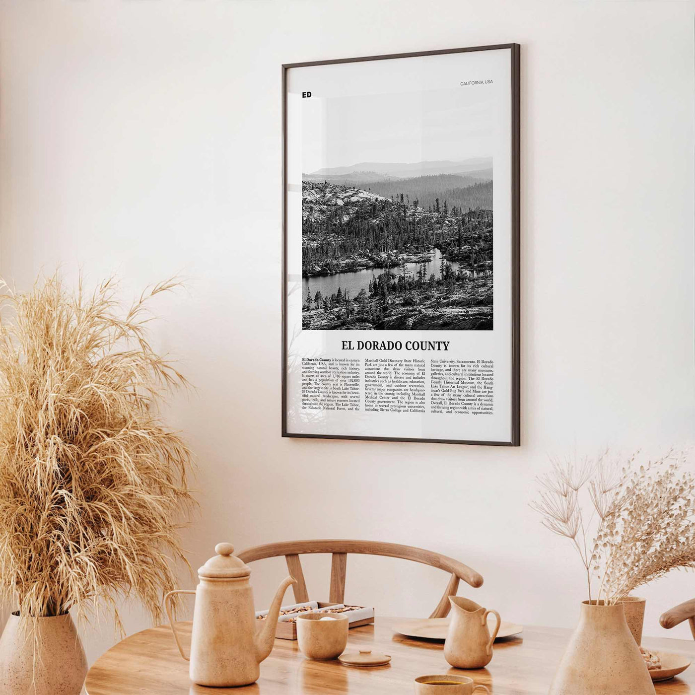 El Dorado County Print Black and White, El Dorado County Wall Art, El Dorado Poster, El Dorado Photo, El Dorado Wall Décor, El Dorado Map