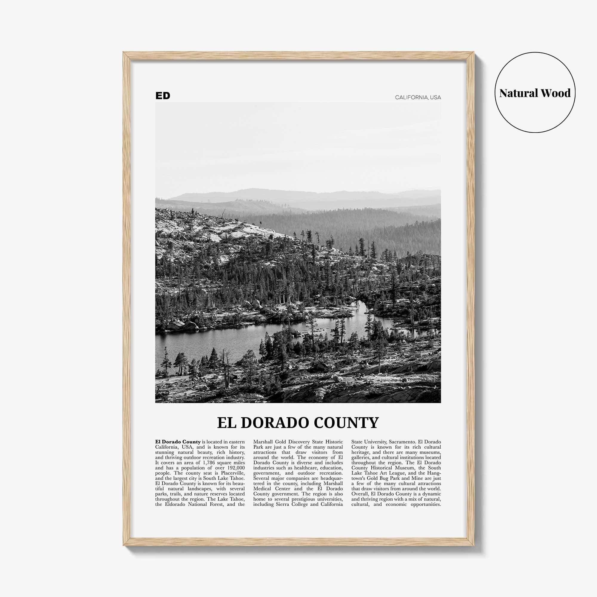 El Dorado County Print Black and White, El Dorado County Wall Art, El Dorado Poster, El Dorado Photo, El Dorado Wall Décor, El Dorado Map