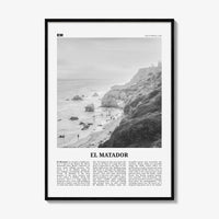 El Matador Print Black and White, El Matador Wall Art, El Matador Poster, El Matador Photo, El Matador Map,  California, USA