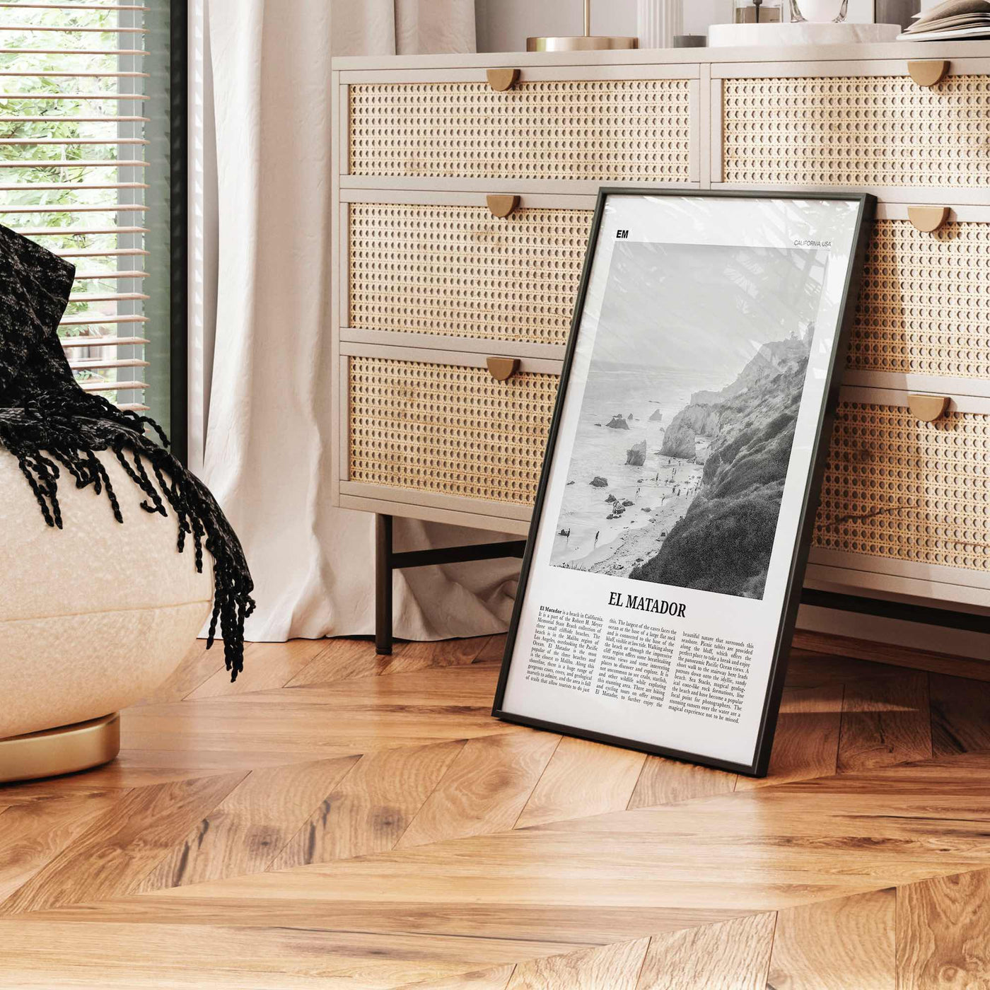 El Matador Print Black and White, El Matador Wall Art, El Matador Poster, El Matador Photo, El Matador Map,  California, USA