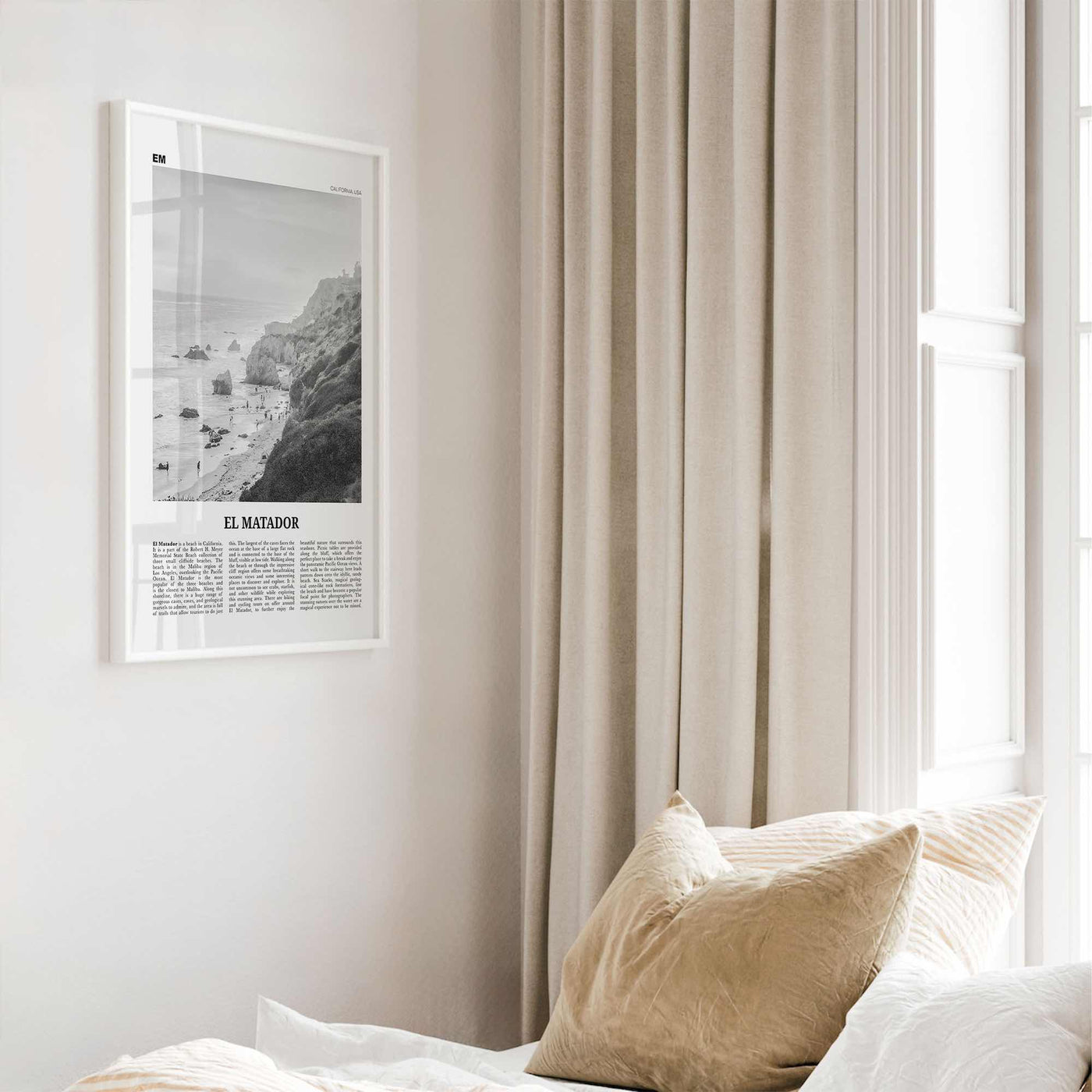 El Matador Print Black and White, El Matador Wall Art, El Matador Poster, El Matador Photo, El Matador Map,  California, USA