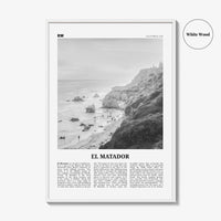 El Matador Print Black and White, El Matador Wall Art, El Matador Poster, El Matador Photo, El Matador Map,  California, USA