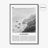 El Matador Print Black and White, El Matador Wall Art, El Matador Poster, El Matador Photo, El Matador Map,  California, USA