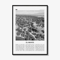 El Monte Print Black and White No 1, El Monte Wall Art, El Monte Poster, El Monte Photo, El Monte Wall Décor, El Monte Map, California, USA