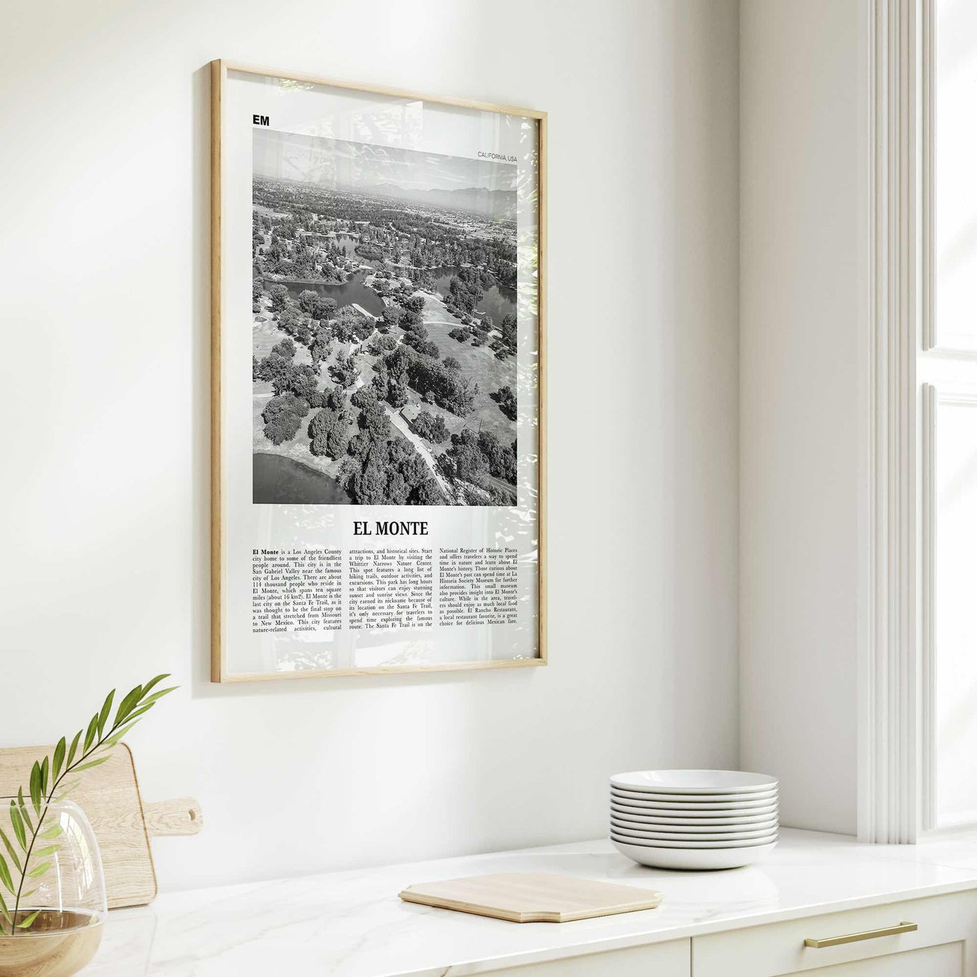 El Monte Print Black and White No 1, El Monte Wall Art, El Monte Poster, El Monte Photo, El Monte Wall Décor, El Monte Map, California, USA