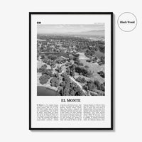 El Monte Print Black and White No 1, El Monte Wall Art, El Monte Poster, El Monte Photo, El Monte Wall Décor, El Monte Map, California, USA