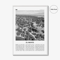El Monte Print Black and White No 1, El Monte Wall Art, El Monte Poster, El Monte Photo, El Monte Wall Décor, El Monte Map, California, USA