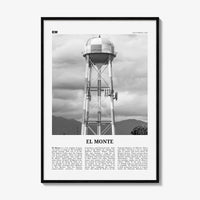 El Monte Print Black and White No 2, El Monte Wall Art, El Monte Poster, El Monte Photo, El Monte Wall Décor, El Monte Map California