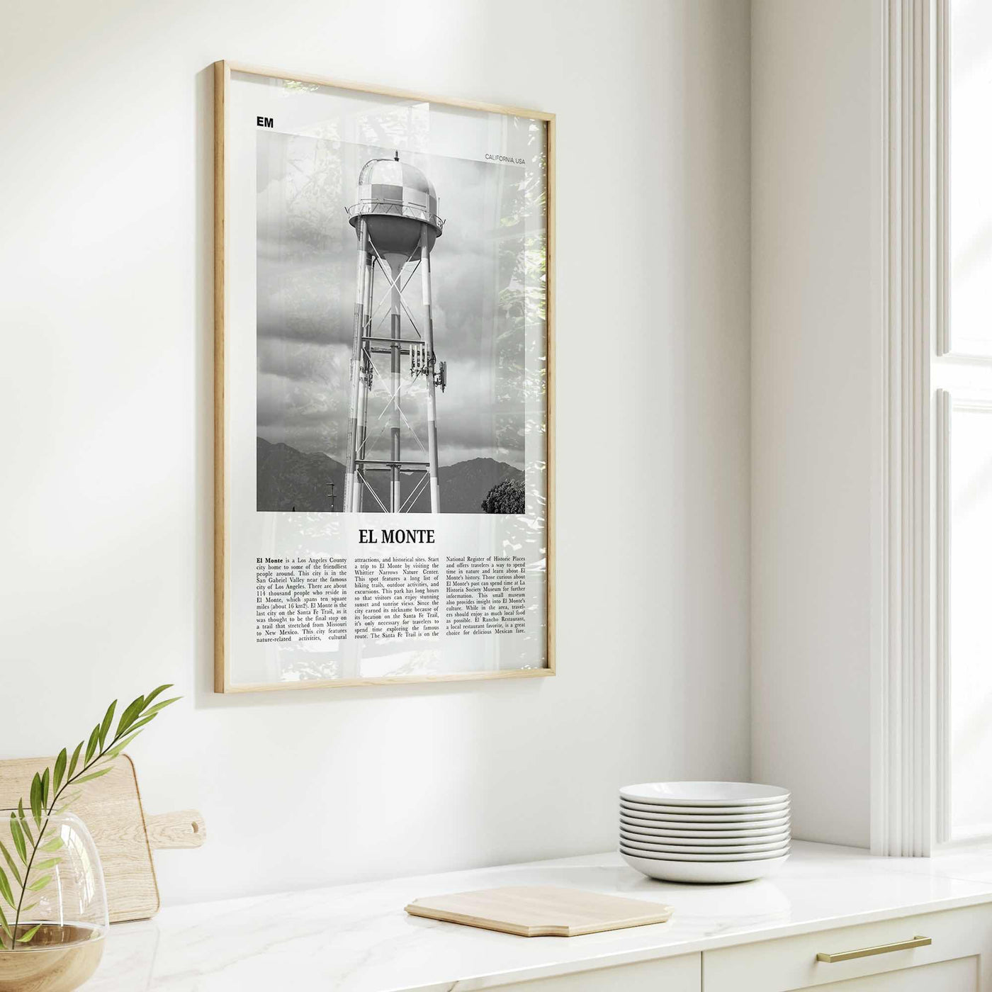 El Monte Print Black and White No 2, El Monte Wall Art, El Monte Poster, El Monte Photo, El Monte Wall Décor, El Monte Map California