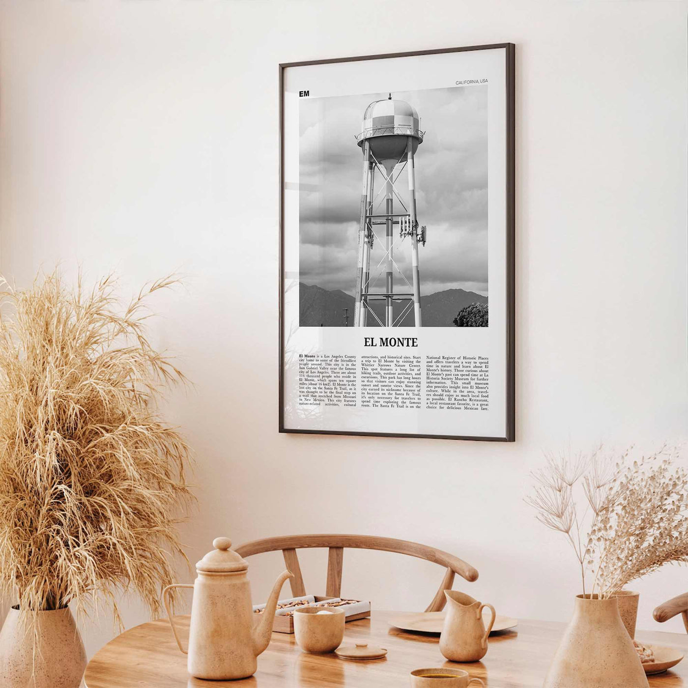 El Monte Print Black and White No 2, El Monte Wall Art, El Monte Poster, El Monte Photo, El Monte Wall Décor, El Monte Map California