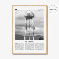 El Monte Print Black and White No 2, El Monte Wall Art, El Monte Poster, El Monte Photo, El Monte Wall Décor, El Monte Map California