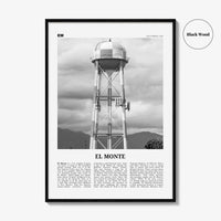 El Monte Print Black and White No 2, El Monte Wall Art, El Monte Poster, El Monte Photo, El Monte Wall Décor, El Monte Map California