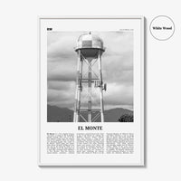 El Monte Print Black and White No 2, El Monte Wall Art, El Monte Poster, El Monte Photo, El Monte Wall Décor, El Monte Map California