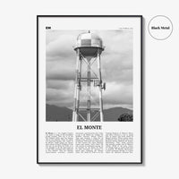 El Monte Print Black and White No 2, El Monte Wall Art, El Monte Poster, El Monte Photo, El Monte Wall Décor, El Monte Map California