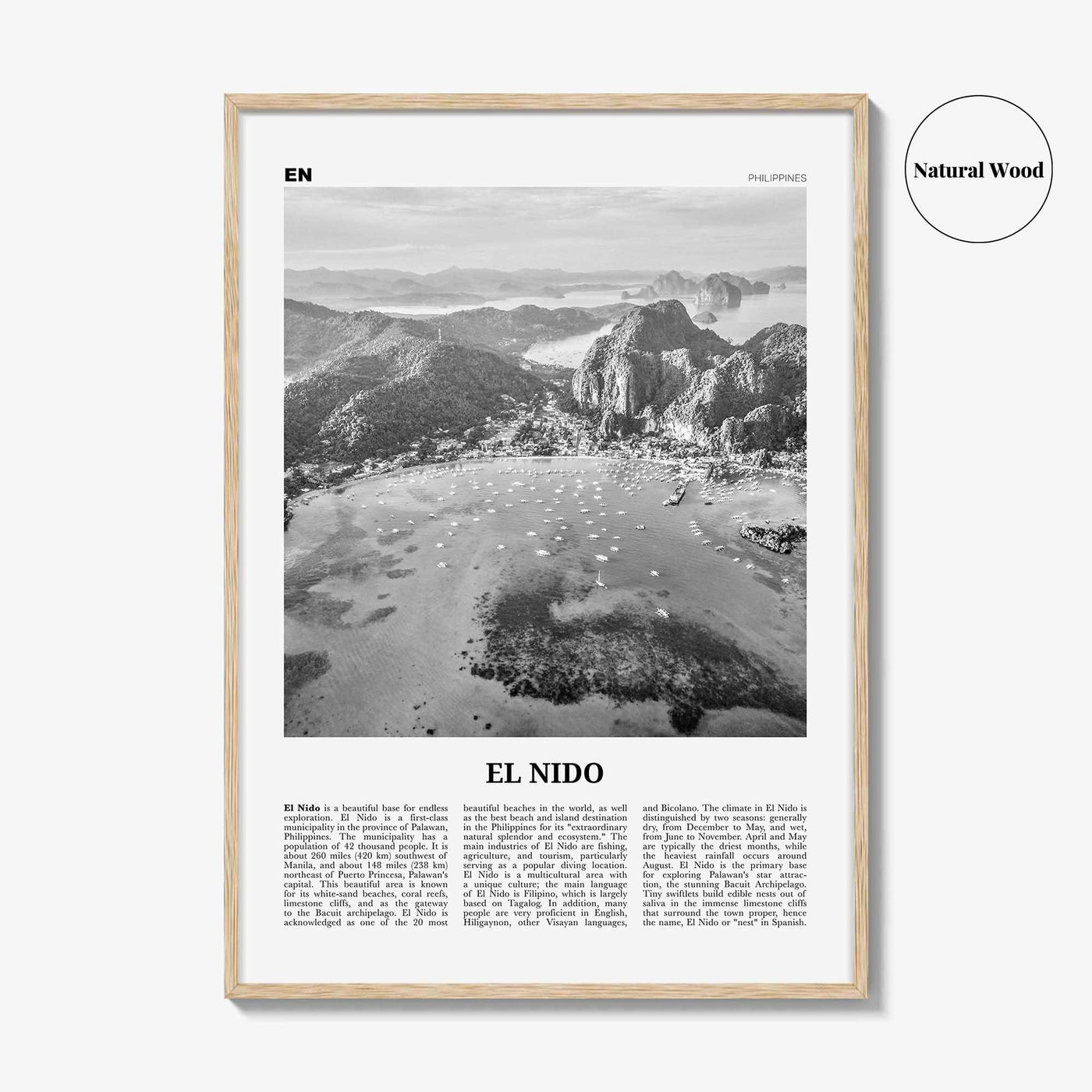 El Nido Print Black and White, El Nido Wall Art, El Nido Poster, El Nido Photo, El Nido Wall Decor, Palawan, Philippines, Asia