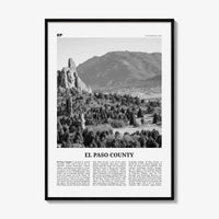 El Paso County Print Black and White, El Paso County Wall Art, El Paso County Poster, El Paso County Photo, El Paso Wall Décor, El Paso Map