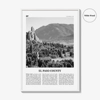 El Paso County Print Black and White, El Paso County Wall Art, El Paso County Poster, El Paso County Photo, El Paso Wall Décor, El Paso Map