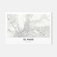 El Paso Map Landscape Poster