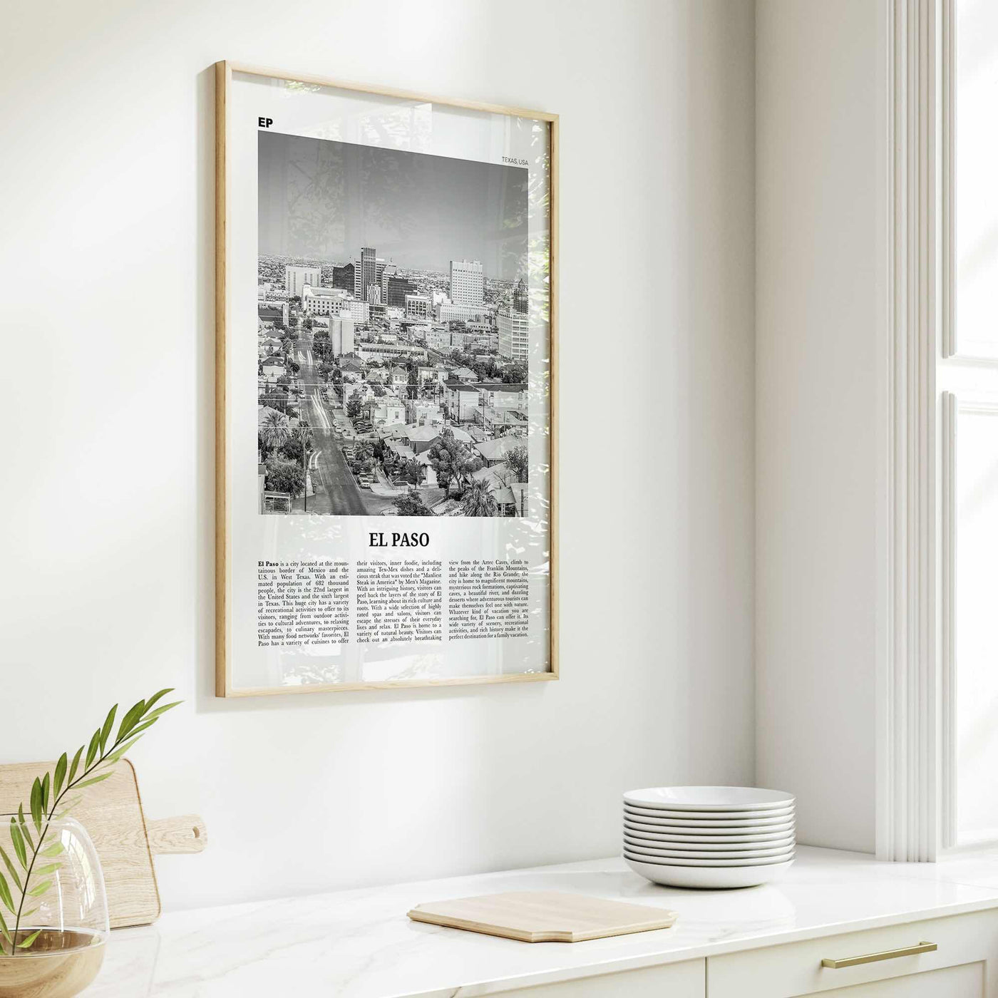 El Paso Print Black and White No 1, El Paso Wall Art, El Paso Poster, El Paso Photo, El Paso Wall Décor, Texas, USA, United States