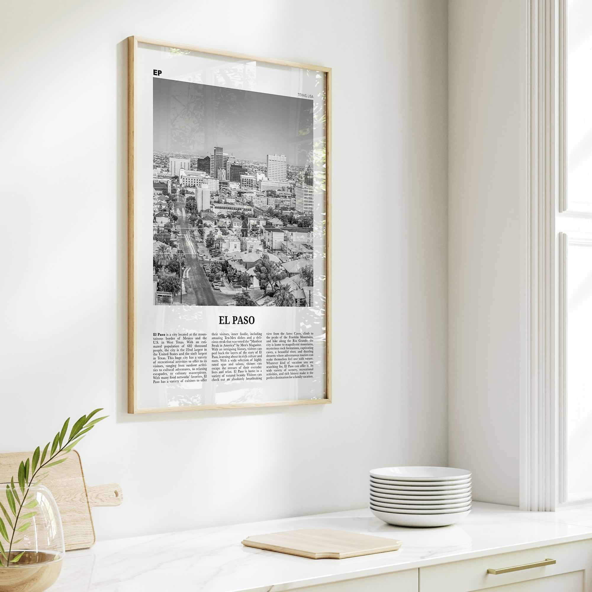El Paso Print Black and White No 1, El Paso Wall Art, El Paso Poster, El Paso Photo, El Paso Wall Décor, Texas, USA, United States