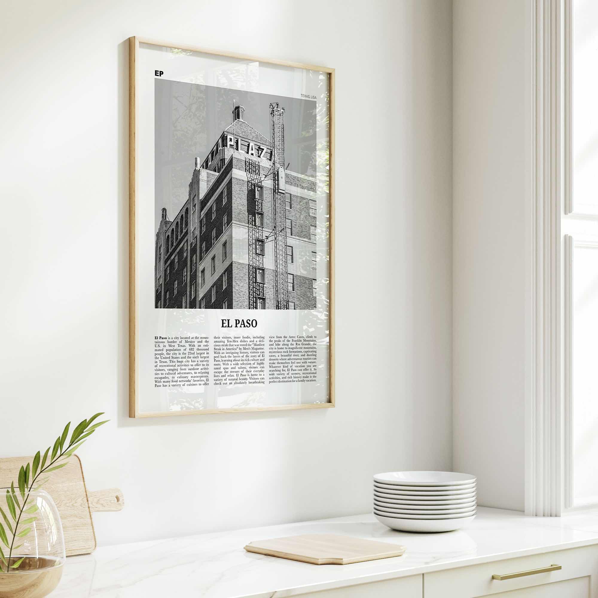 El Paso Print Black and White No 3, El Paso Wall Art, El Paso Poster, El Paso Photo, El Paso Wall Décor, Texas, USA, United States