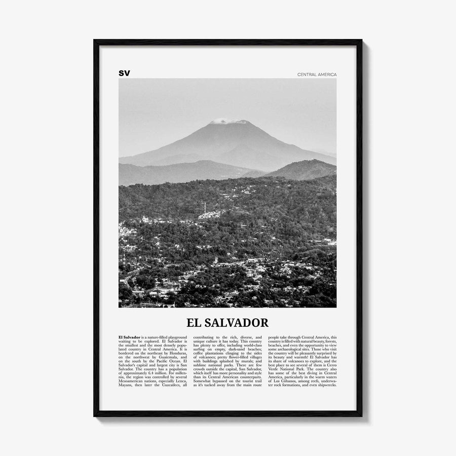 El Salvador Print Black and White No 1, El Salvador Wall Art, El Salvador Poster, El Salvador Photo, San Salvador, Central America