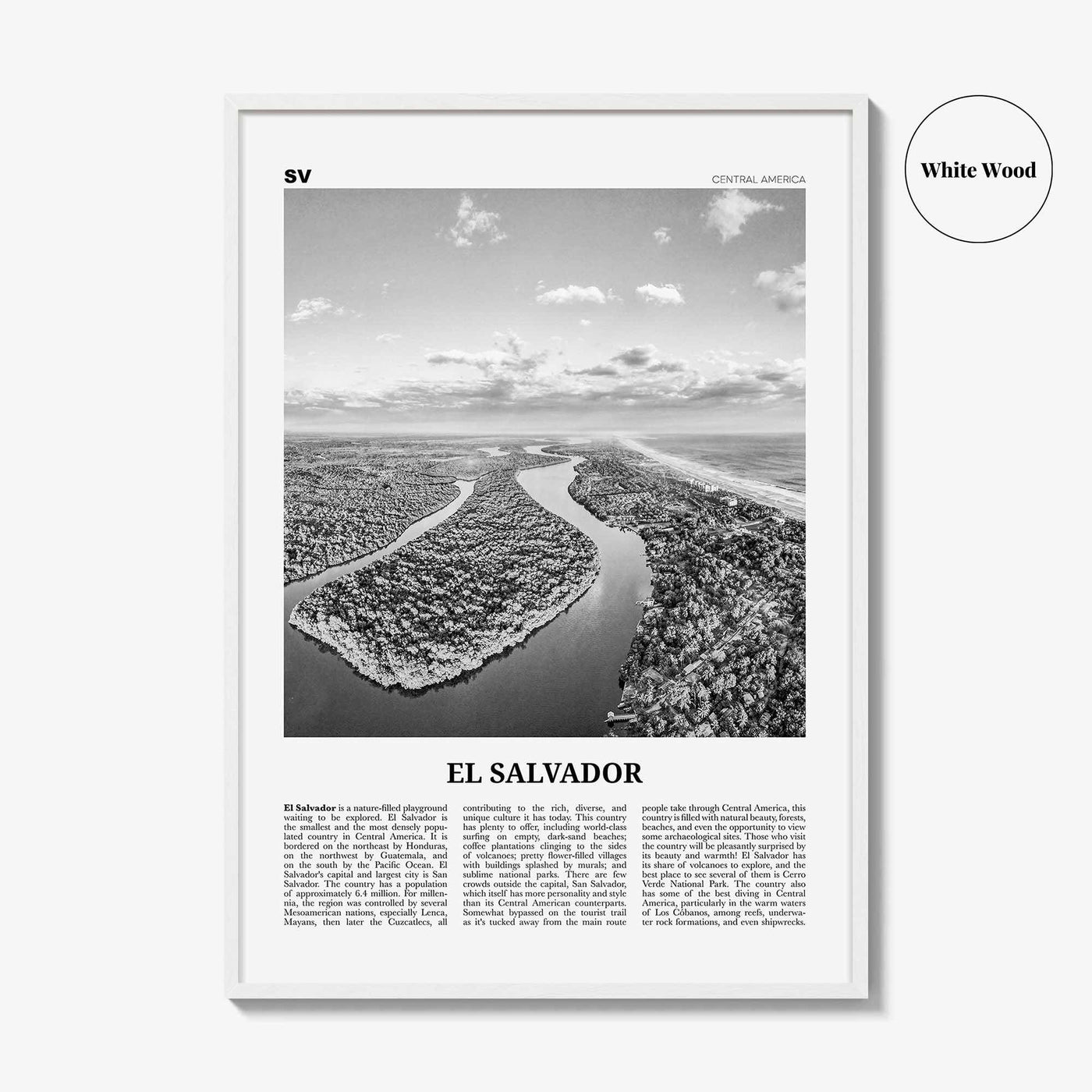 El Salvador Print Black and White No 2, El Salvador Wall Art, El Salvador Poster, El Salvador Photo, San Salvador, Central America