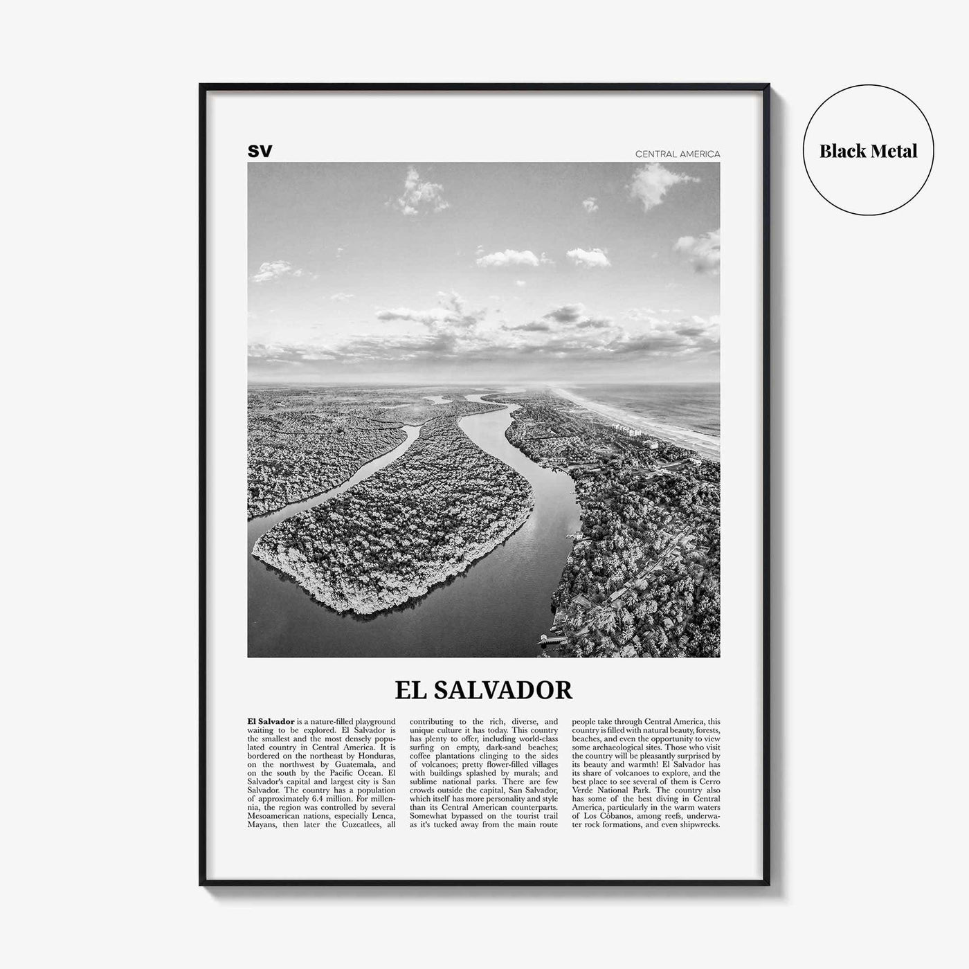 El Salvador Print Black and White No 2, El Salvador Wall Art, El Salvador Poster, El Salvador Photo, San Salvador, Central America