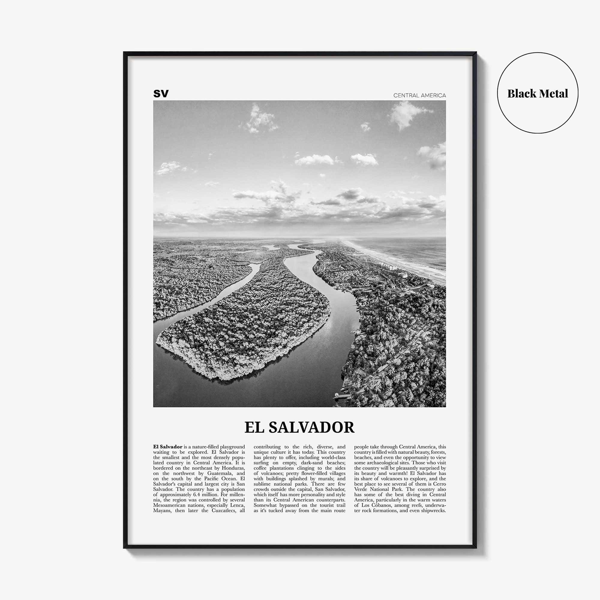 El Salvador Print Black and White No 2, El Salvador Wall Art, El Salvador Poster, El Salvador Photo, San Salvador, Central America