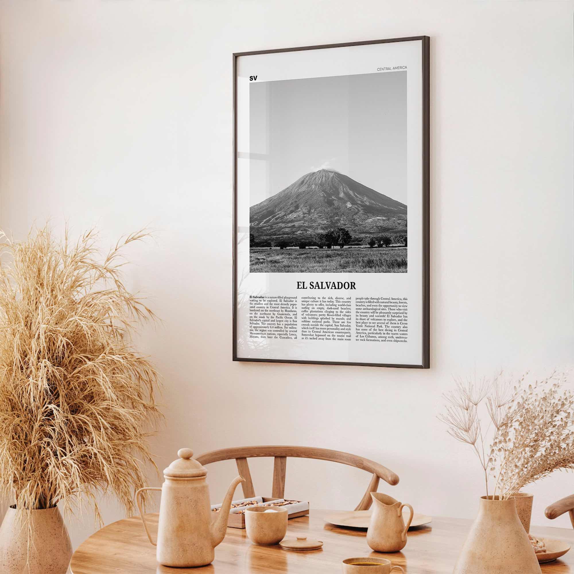 El Salvador Print Black and White No 3, El Salvador Wall Art, El Salvador Poster, El Salvador Photo, El Salvador Wall Décor, El Salvador Map