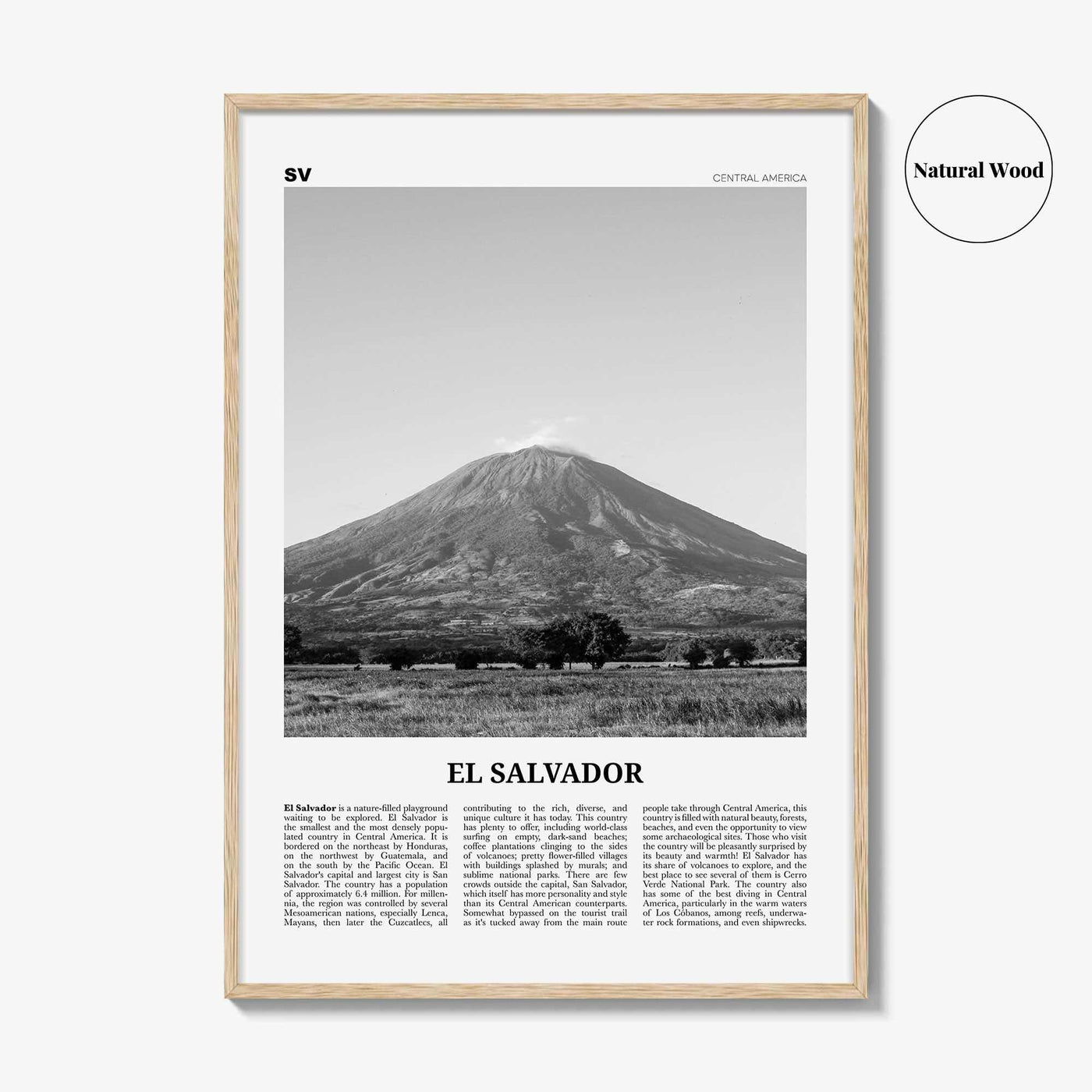 El Salvador Print Black and White No 3, El Salvador Wall Art, El Salvador Poster, El Salvador Photo, El Salvador Wall Décor, El Salvador Map