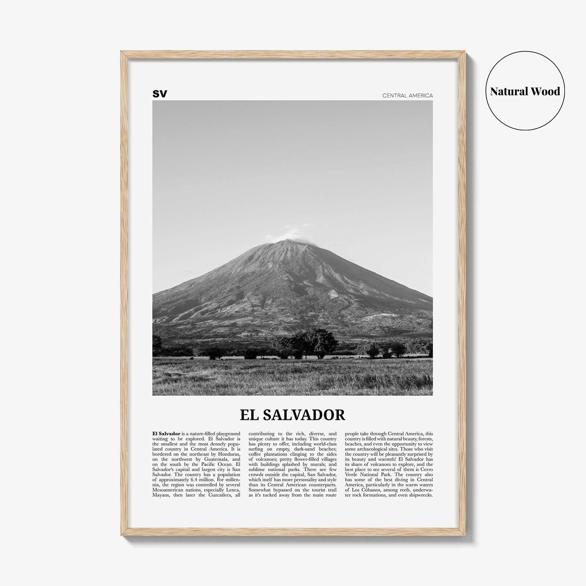 El Salvador Print Black and White No 3, El Salvador Wall Art, El Salvador Poster, El Salvador Photo, El Salvador Wall Décor, El Salvador Map