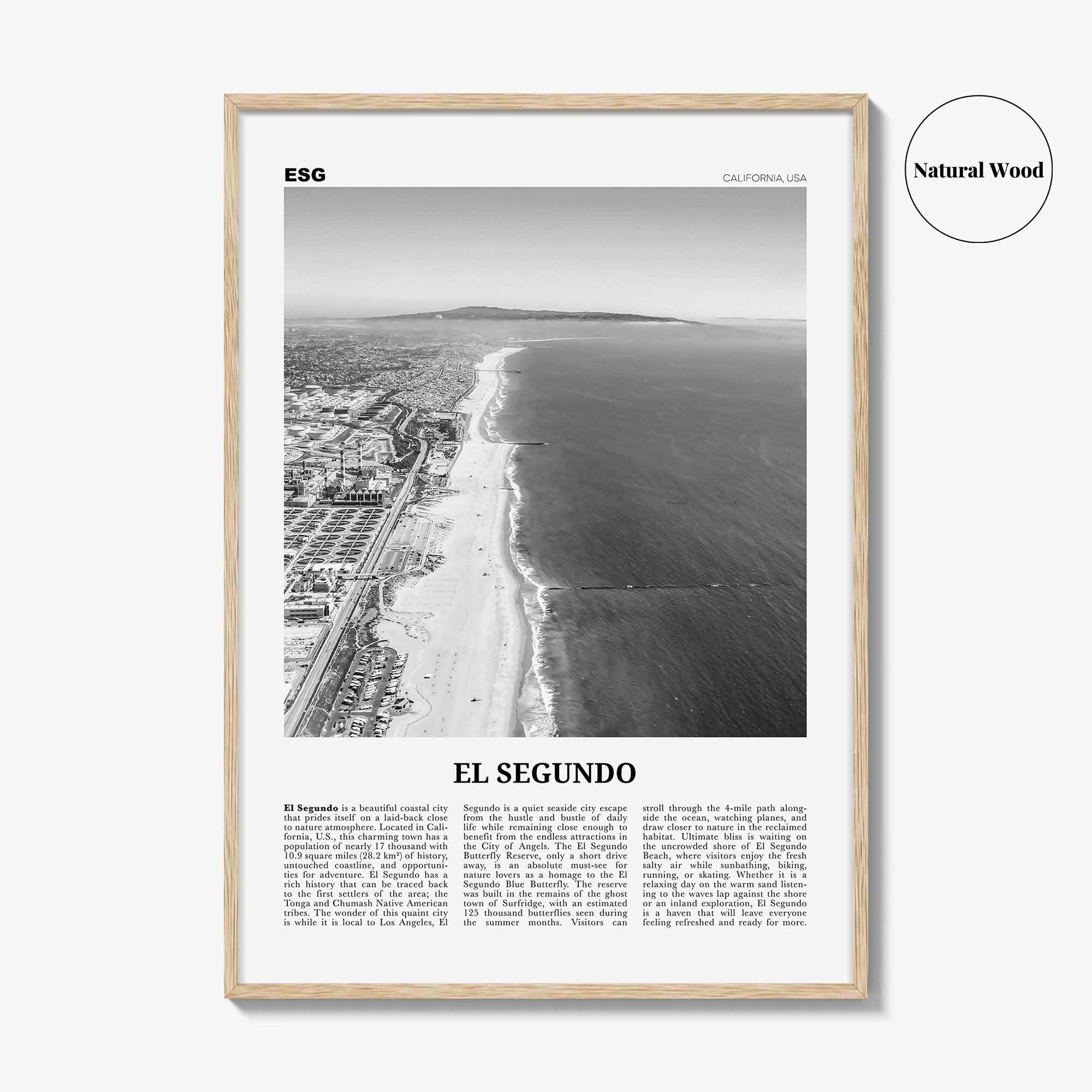 El Segundo Print Black and White, El Segundo Wall Art, El Segundo Poster, El Segundo Photo, El Segundo Wall Décor, California, USA