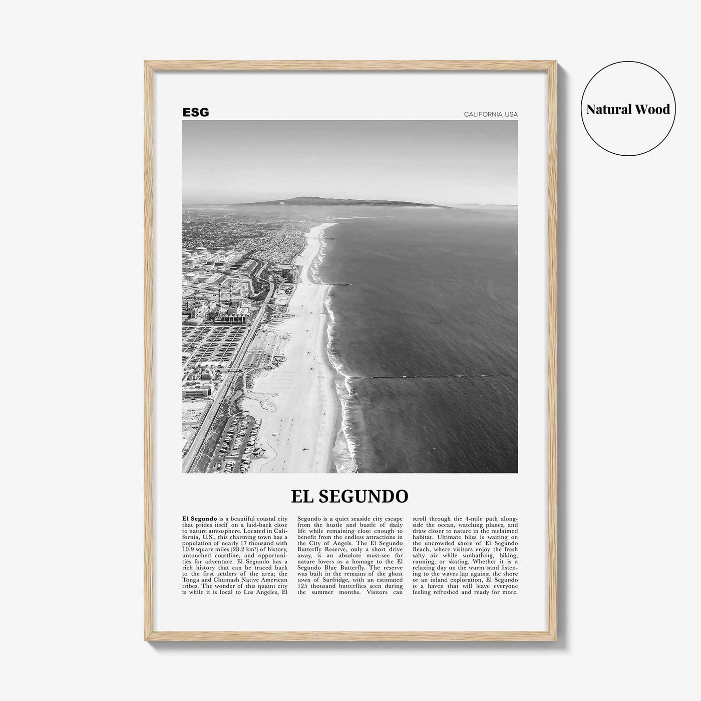 El Segundo Print Black and White, El Segundo Wall Art, El Segundo Poster, El Segundo Photo, El Segundo Wall Décor, California, USA