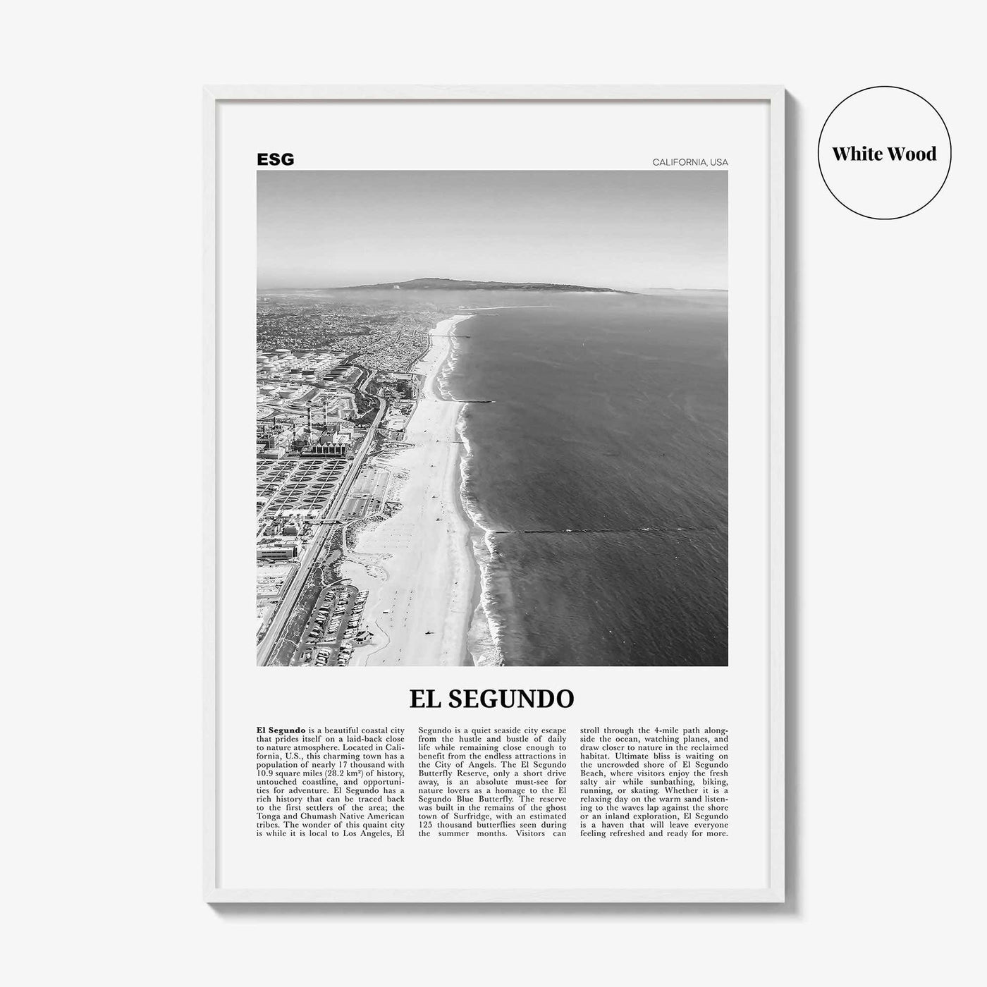El Segundo Print Black and White, El Segundo Wall Art, El Segundo Poster, El Segundo Photo, El Segundo Wall Décor, California, USA
