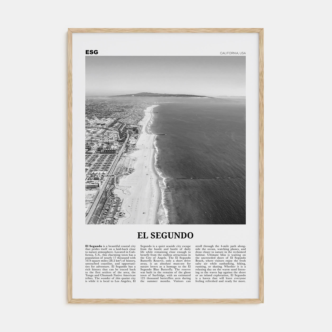 El Segundo Travel B&W Poster