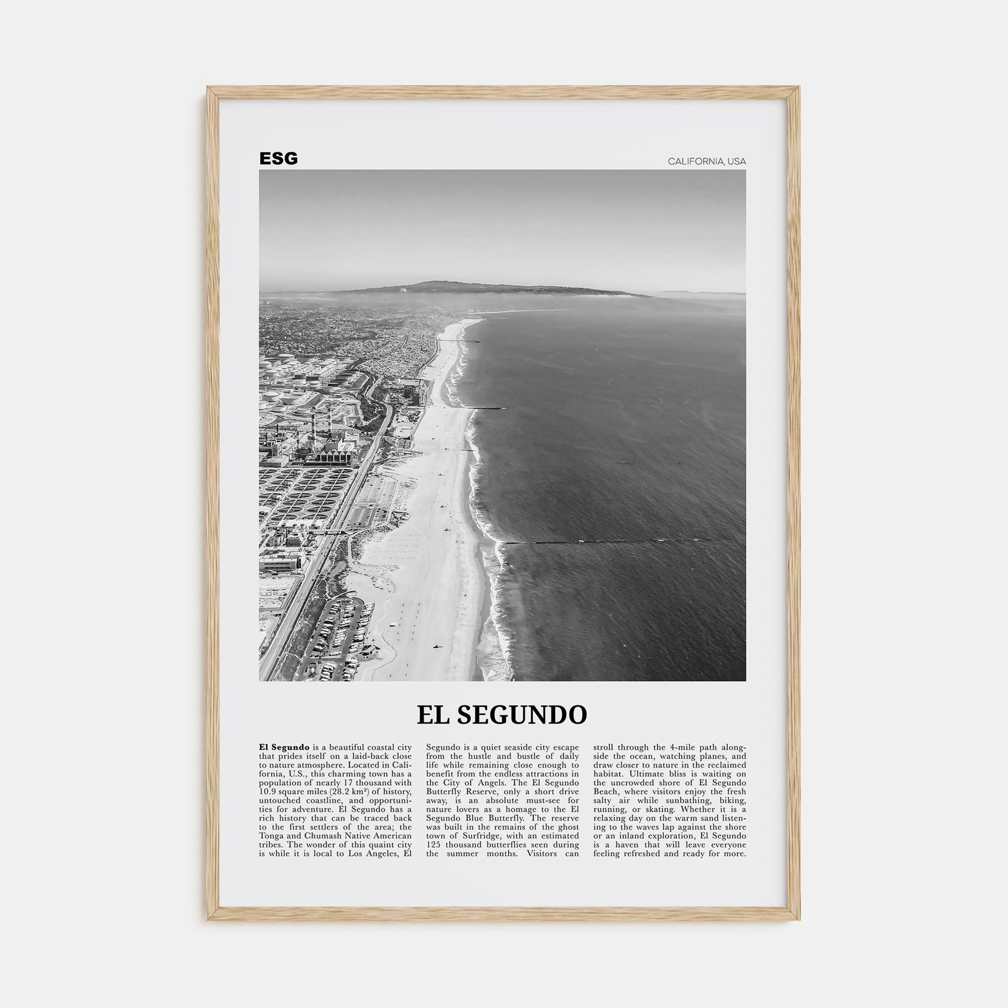 El Segundo Travel B&W Poster