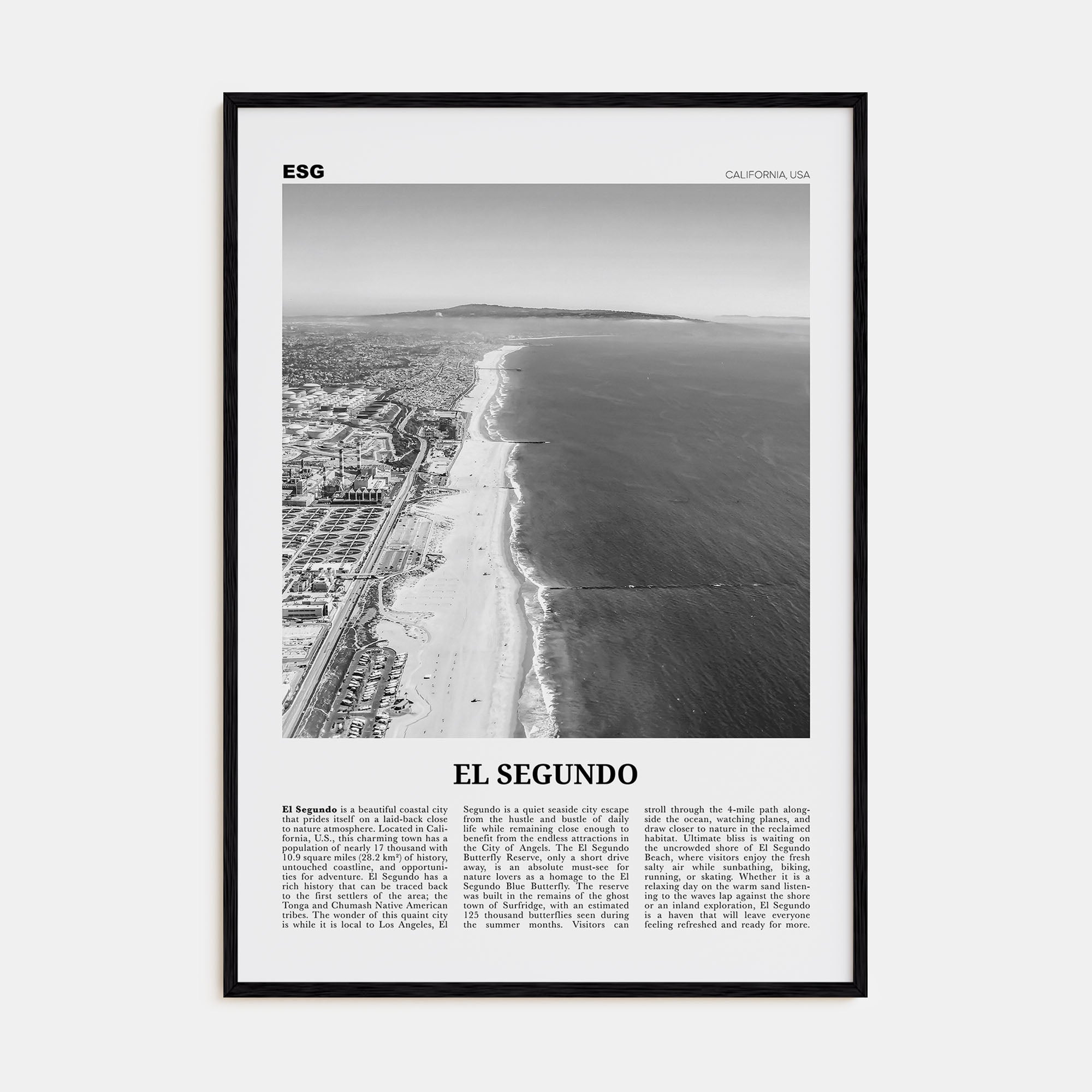 El Segundo Travel B&W Poster