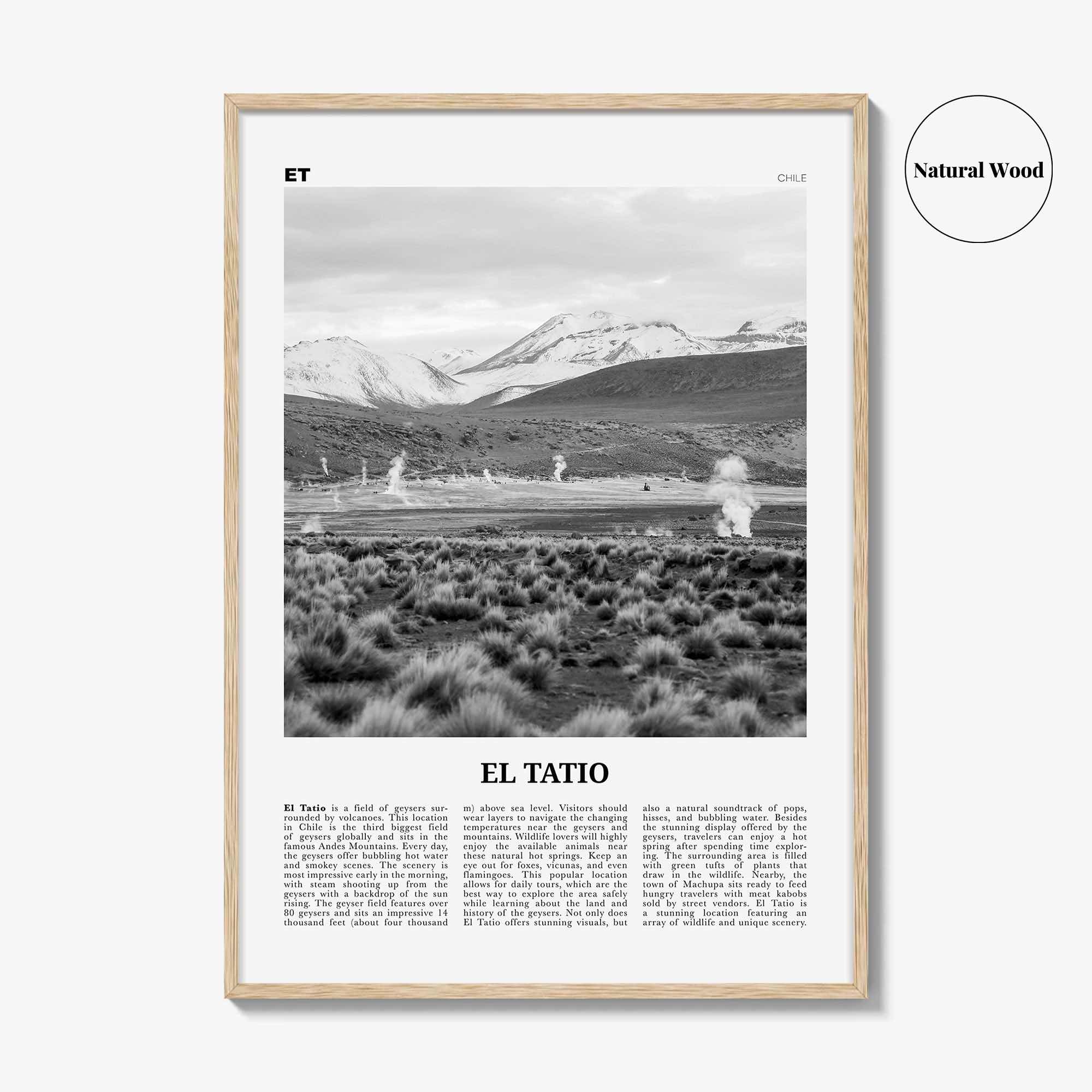 El Tatio Print Black and White, El Tatio Wall Art, El Tatio Poster, El Tatio Photo, El Tatio Wall Décor, El Tatio Map, Chile