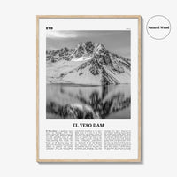 El Yeso Dam Print Black and White, El Yeso Dam Wall Art, El Yeso Dam Poster, El Yeso Dam Photo, El Yeso Dam Wall Décor, Chile