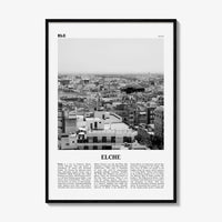 Elche Print Black and White, Elche Wall Art, Elche Poster, Elche Photo, Elche Wall Décor, Elche Map, Spain