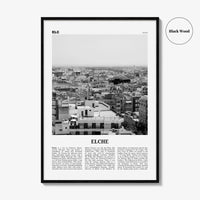 Elche Print Black and White, Elche Wall Art, Elche Poster, Elche Photo, Elche Wall Décor, Elche Map, Spain