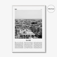 Elche Print Black and White, Elche Wall Art, Elche Poster, Elche Photo, Elche Wall Décor, Elche Map, Spain