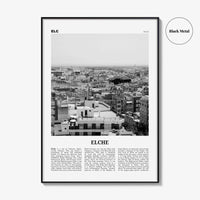 Elche Print Black and White, Elche Wall Art, Elche Poster, Elche Photo, Elche Wall Décor, Elche Map, Spain