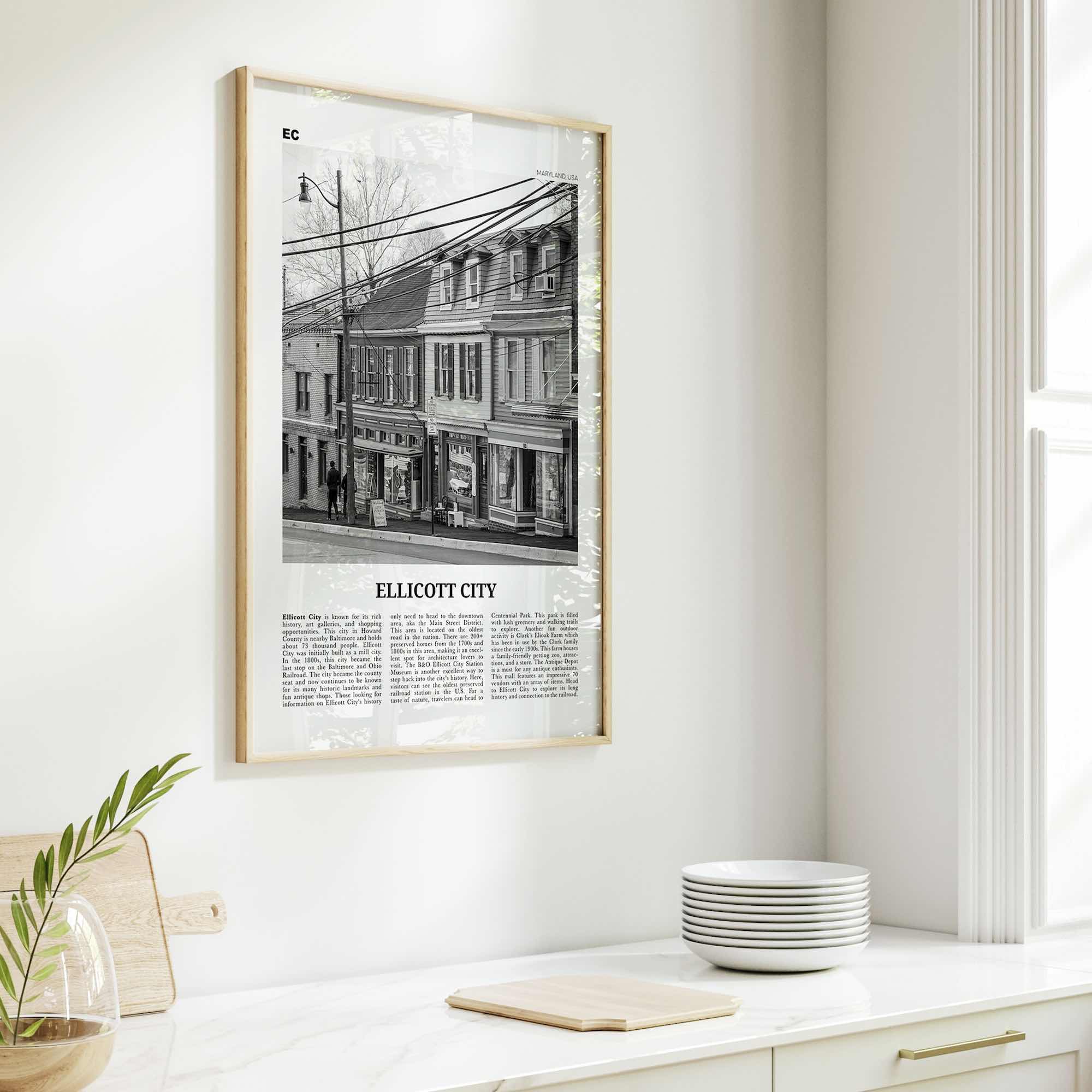 Ellicott City Print Black and White, Ellicott City Wall Art, Ellicott City Poster, Ellicott City Photo, Ellicott City Décor, Maryland, USA