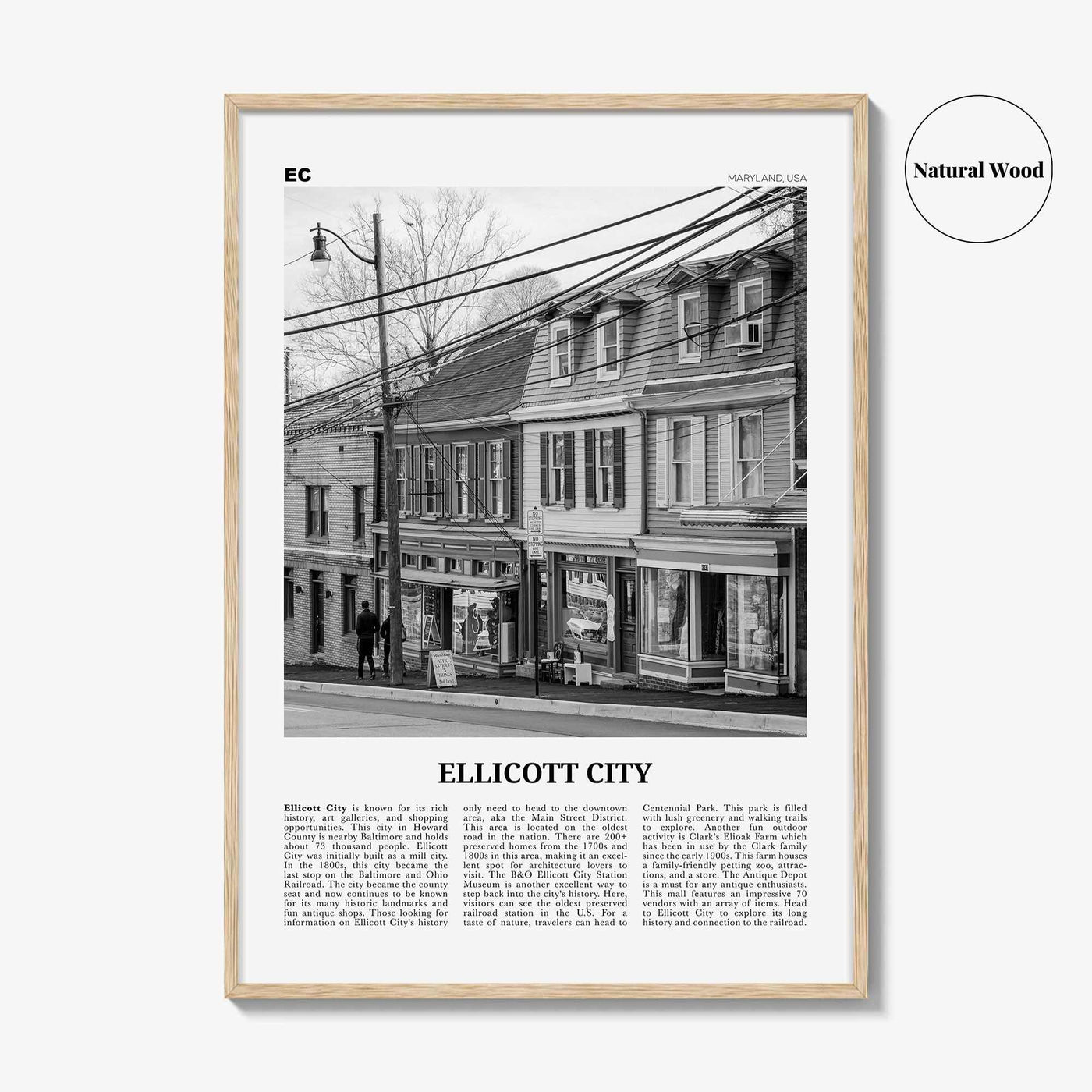 Ellicott City Print Black and White, Ellicott City Wall Art, Ellicott City Poster, Ellicott City Photo, Ellicott City Décor, Maryland, USA