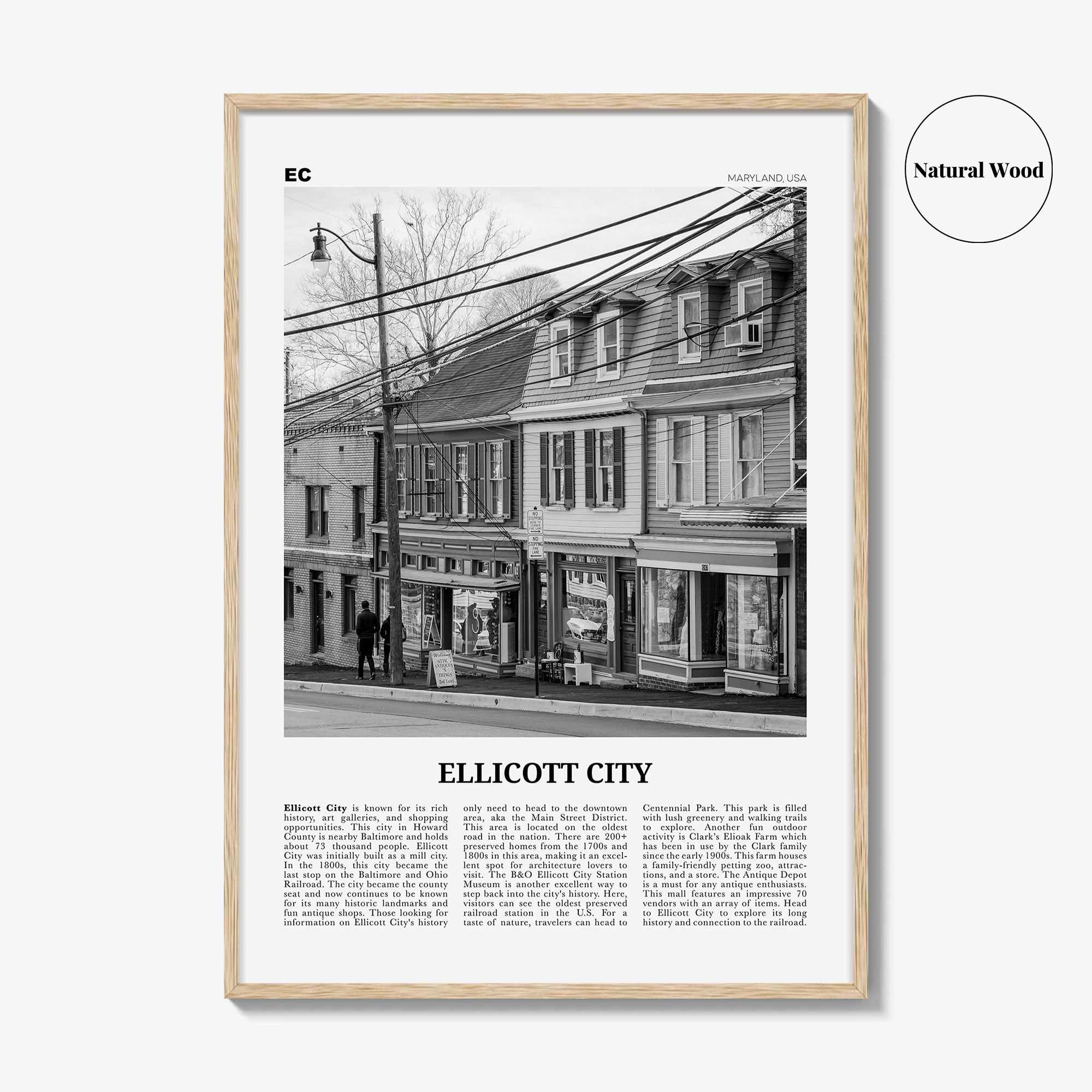 Ellicott City Print Black and White, Ellicott City Wall Art, Ellicott City Poster, Ellicott City Photo, Ellicott City Décor, Maryland, USA