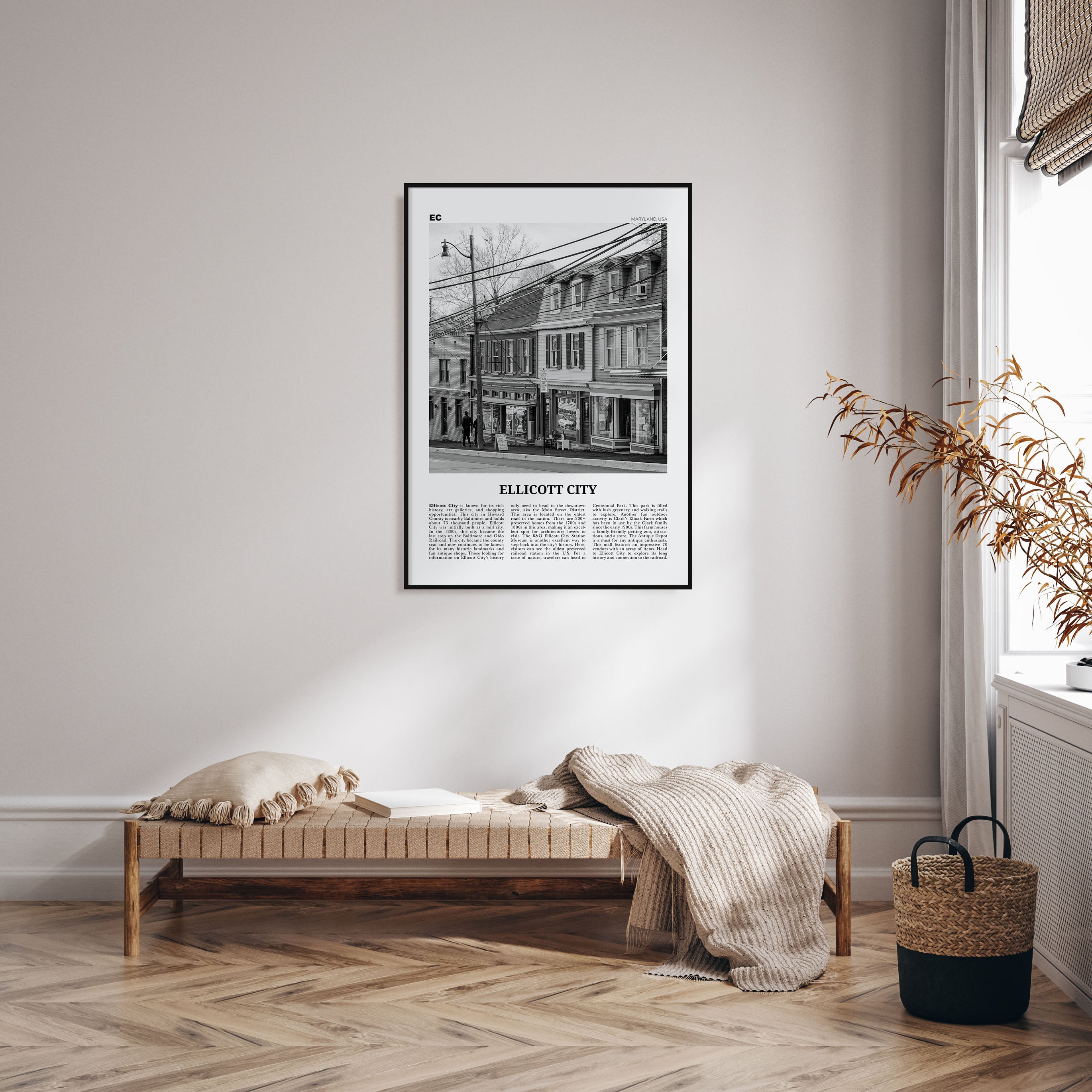 Ellicott City Travel B&W Poster