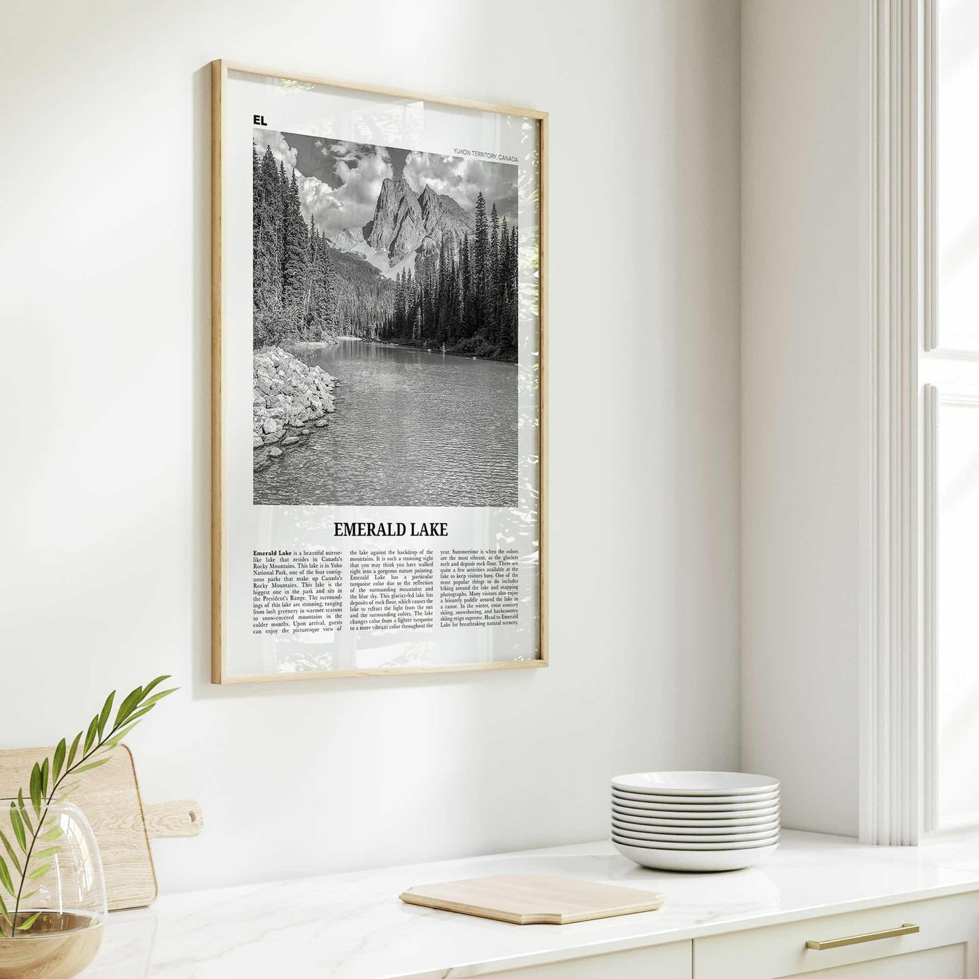 Emerald Lake Print Black and White, Emerald Lake Wall Art, Emerald Lake Poster, Emerald Lake Photo, Emerald Décor, Yukon Territory, Canada